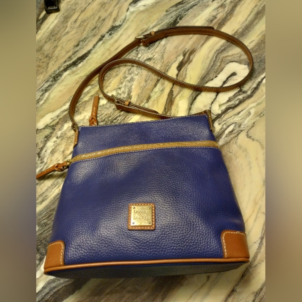 Dooney & Bourke Blue and Brown Leather Crossbody Bag